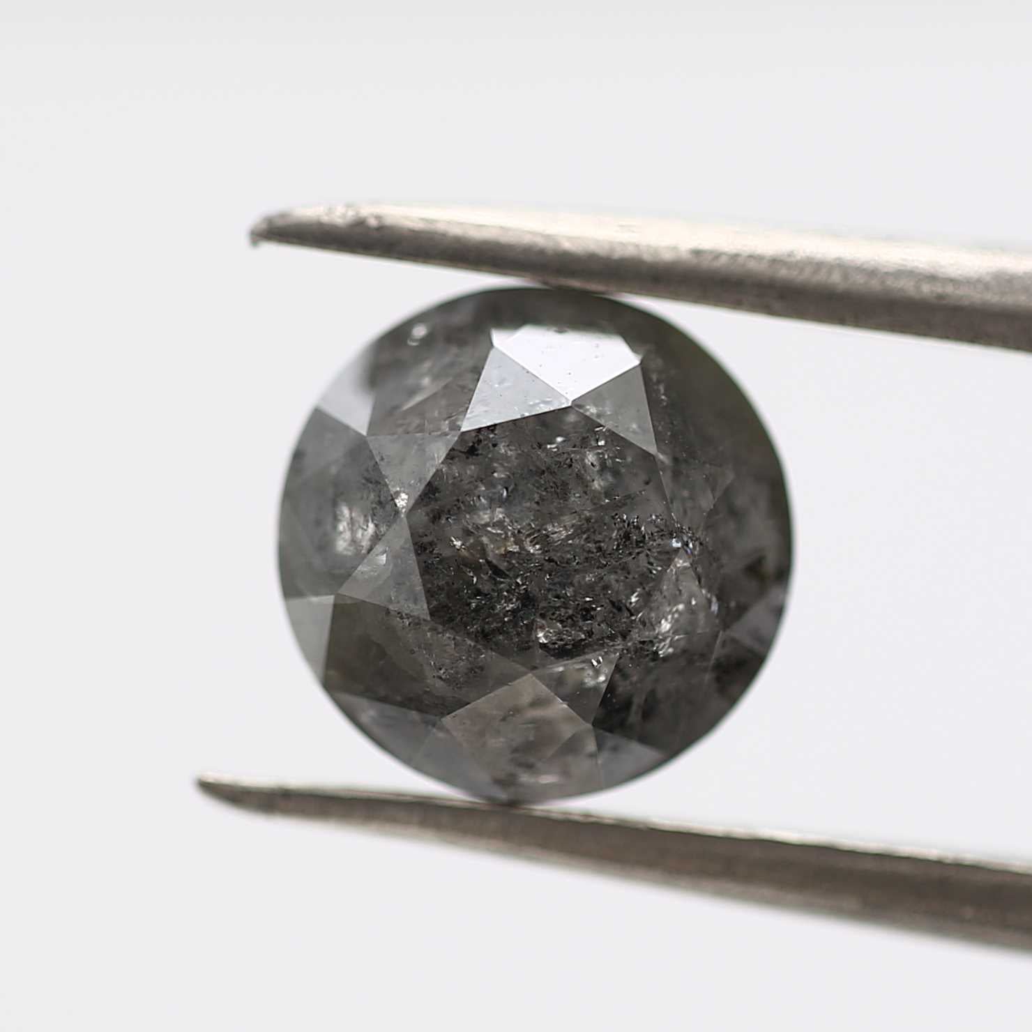 2.47 Carat Salt and Pepper Diamond Round Brilliant Cut Natural Loose Diamond